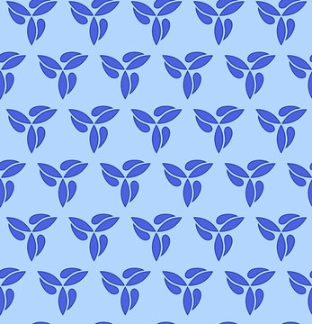 Seamless vector ornament. Modern geometric pattern with repeating blue lefs