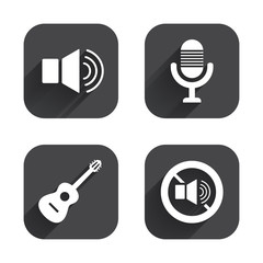 Musical elements icon. Microphone, Sound speaker