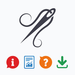 Obraz premium Needle with thread icon. Tailor sign.