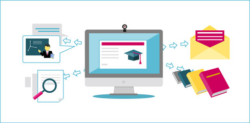 Online Education Icon Flat Design