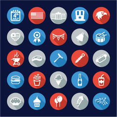 4th Of July Icons Flat Design Circle