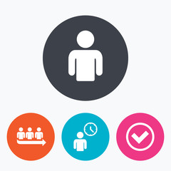 Fototapeta premium Queue icon. Person waiting sign. Check and time.