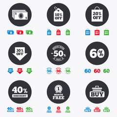 Sale discounts icon. Shopping, deal signs.