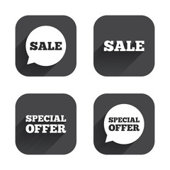 Sale icons. Special offer speech bubbles symbols