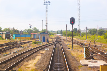 Fototapeta na wymiar view from the departing train on the railway