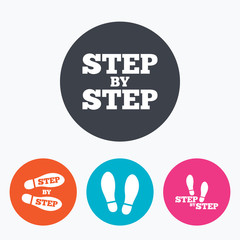 Step icons. Footprint shoes symbols.