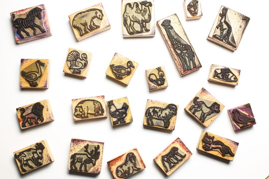 Rubber stamps of wild animals