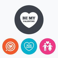 Valentine day love icons. Target aim with heart.