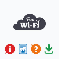 Free wifi sign. Wifi symbol. Wireless Network.