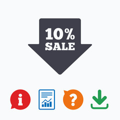 10 percent sale arrow tag sign icon.