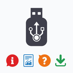 Usb sign icon. Usb flash drive stick symbol.