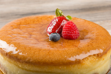 Glossy cheesecake closeup
