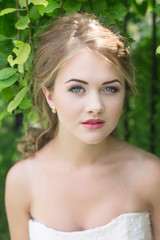 Fototapeta premium Young cute blonde beautiful bride