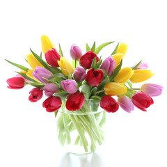 Tulips in a glas vase - 104676237