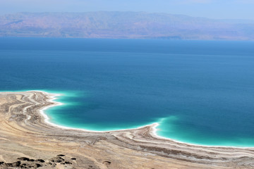 Fototapeta na wymiar landscape of the Dead Sea, failures of the soil, illustrating an environmental catastrophe on the Dead Sea, Israel