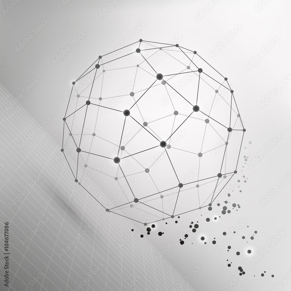 Poster wireframe mesh polygonal element. sphere with connected lines and dots. vector illustration eps10.