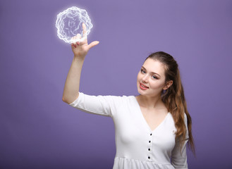 Woman with glowing magical energy ball.