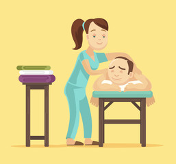 Spa massage. Vector flat illustration