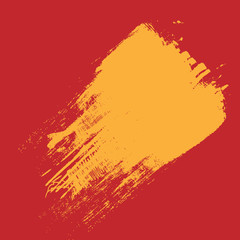 orange grunge brush strokes ink paint isolated on red background