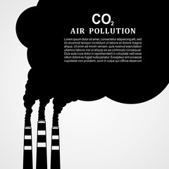 Air pollution. Factory or power plant emitting smoke. Smoking factory concept in Flat style. Vector illustration