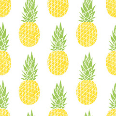 Cartoon pineapple on a white background. Simple vector backgroun
