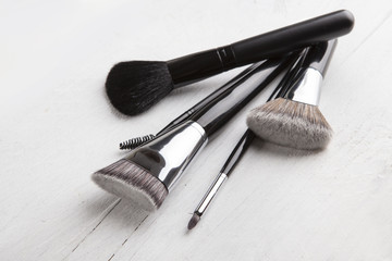 make up brush powder blusher isolated on white background