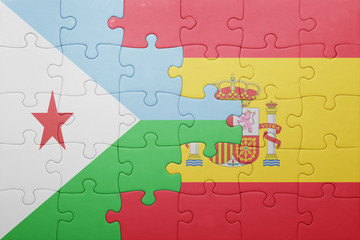 puzzle with the national flag of spain and djibouti
