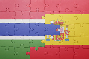 puzzle with the national flag of spain and gambia