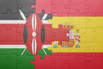 puzzle with the national flag of spain and kenya