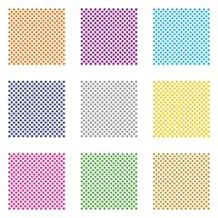 Set square colorful background made of colored balls in a row alternating beneath it on a white background