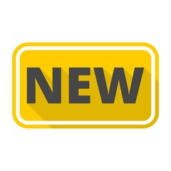 New red sign, button, icon with long shadow