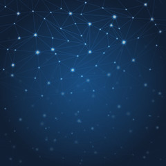 Vector abstract blue background with stars and constellations