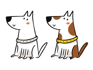 Freehand cartoon vector character, funny dog sketch