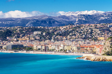 Panoramic view of Villefranche-sur-Mer, Nice, French Riviera.