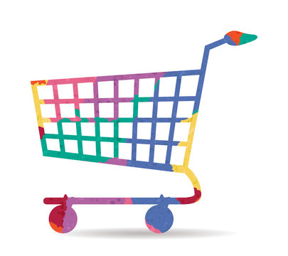 shopping cart drawn painted icon vector