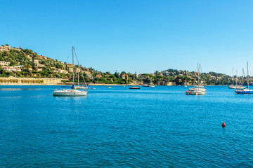 Panoramic view of Villefranche-sur-Mer, Nice, French Riviera.