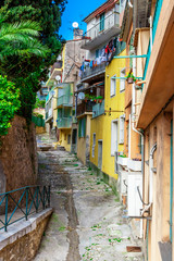 Fototapeta na wymiar View of streets. Villefranche-sur-Mer, Nice, French Riviera.