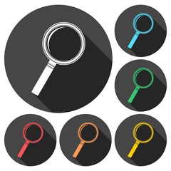 Search (Lupa) Icons set with long shadow