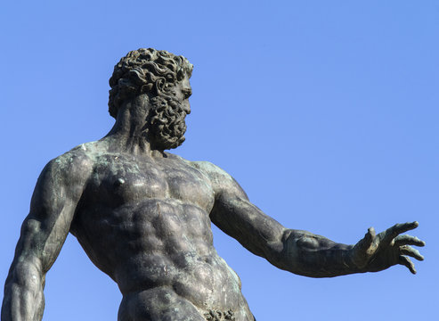 Body Sculpture Of Neptune  In Bologna In Italy