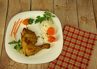 Fried chicken leg on the plate