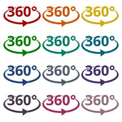 360 degrees icons set 