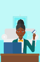 Woman making purchases online.