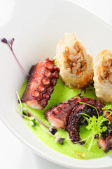 Seafood appetizer on restaurant table