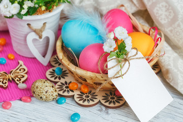 Easter eggs and flowers