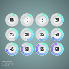 Infographic paper circle time percent set