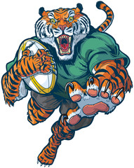 Tiger Rugby Mascot Vector Illustration