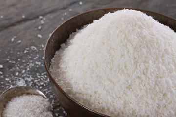 fresh healthy dried desiccated coconut