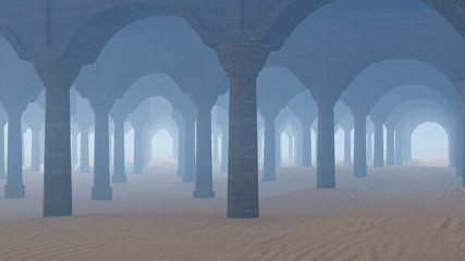 Ancient colonnade in the desert