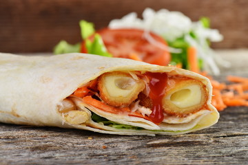 Veggie mozzarella fingers wrap