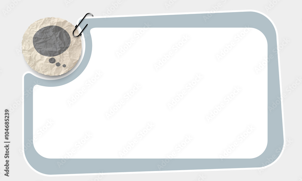 Poster frame and crumpled slip of paper and speech bubble